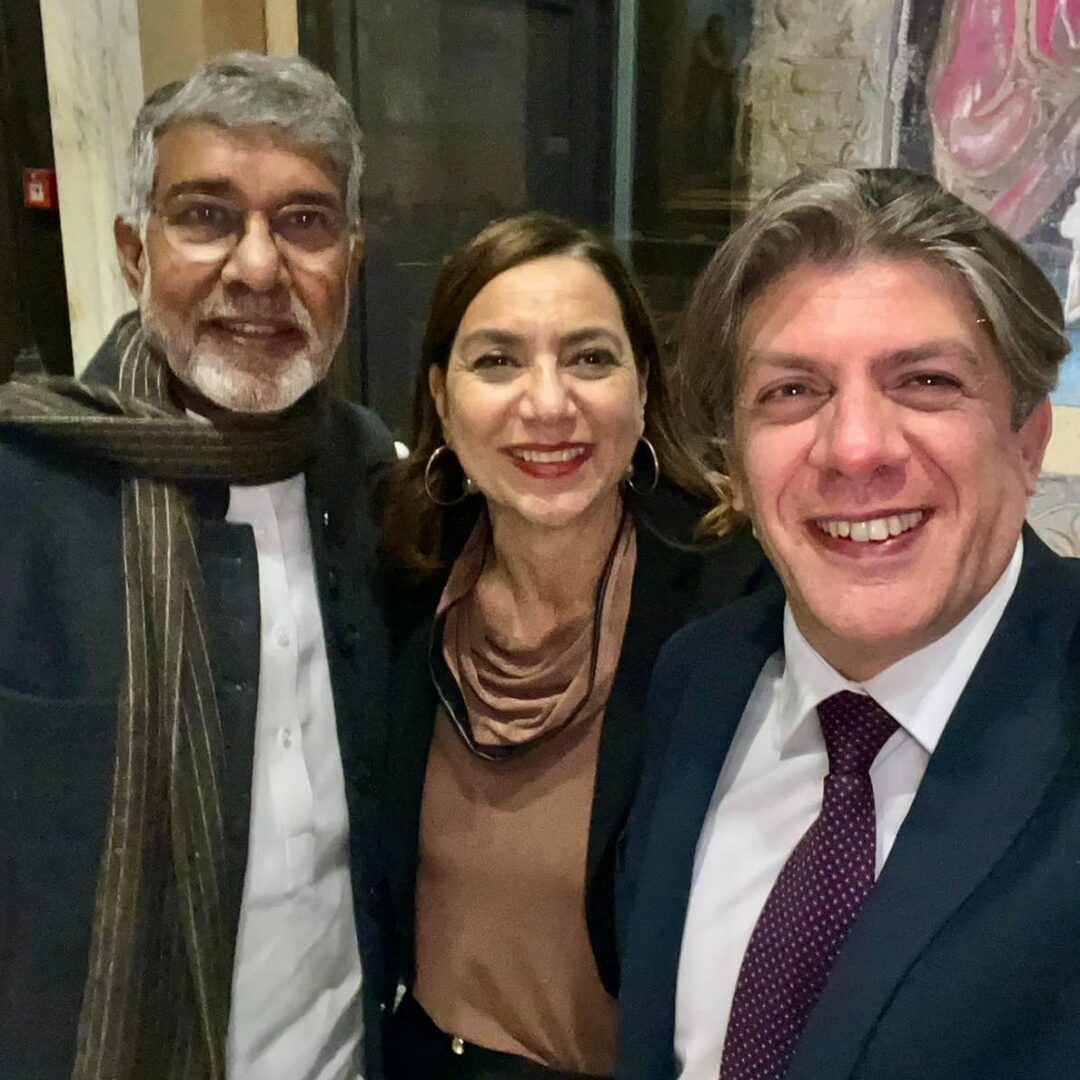 Nobel Peace Prize Laureate Kailash Satyarthi, Silvia Manco and Enzo Cursio